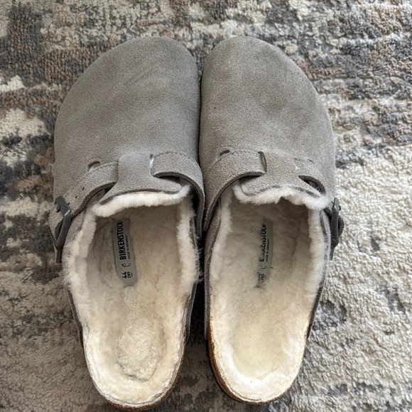 Men’s Birkenstock Boston Shearling - Suede Leather - Stone Coin sz 11 - Picture 2 of 4